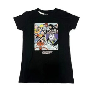 NWT Large T-Shirt Powerpuff‎ Girls Black Graphic T Back to School 90s Throwback